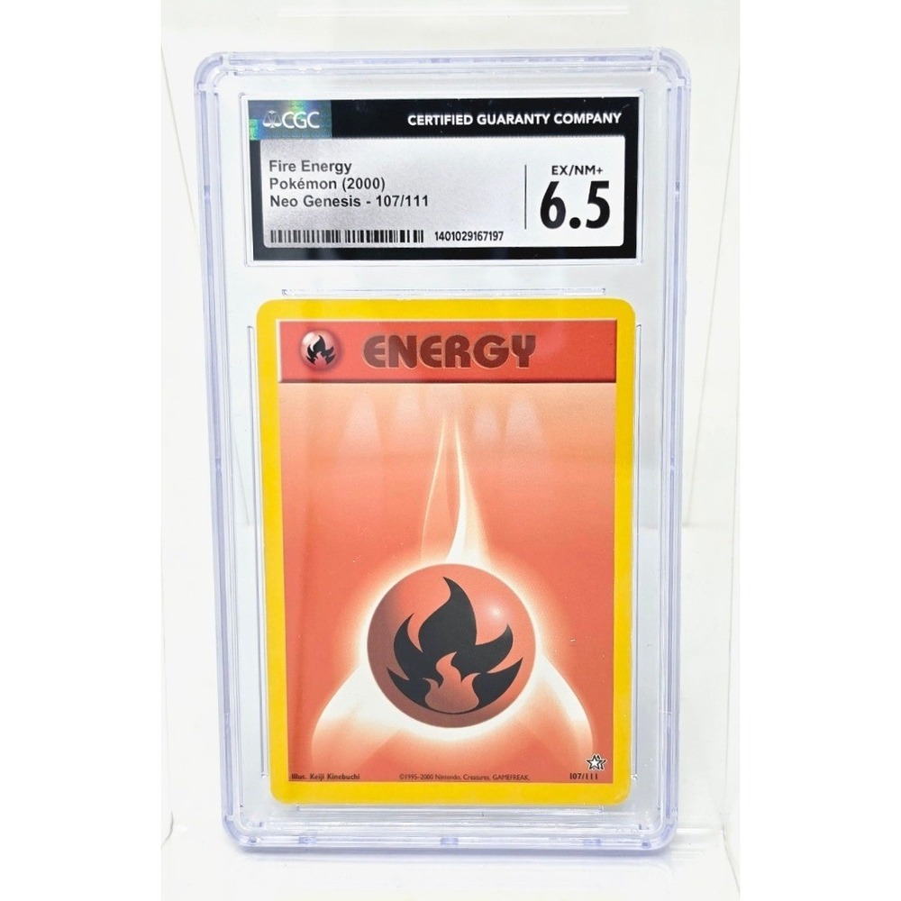 Pokemon Neo Genesis Fire Energy 107/111 CGC 6.5 EX/NM+ Graded Card 2000 Vintage